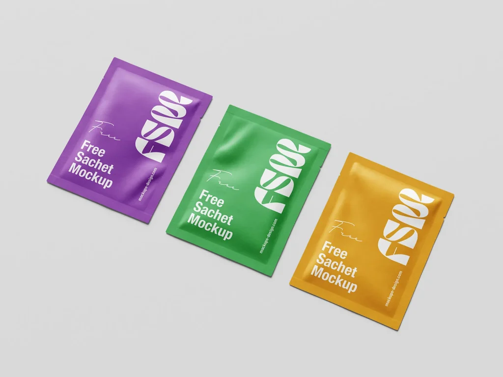 Free cosmetic sachet mockup Free cosmetic sachet mockup