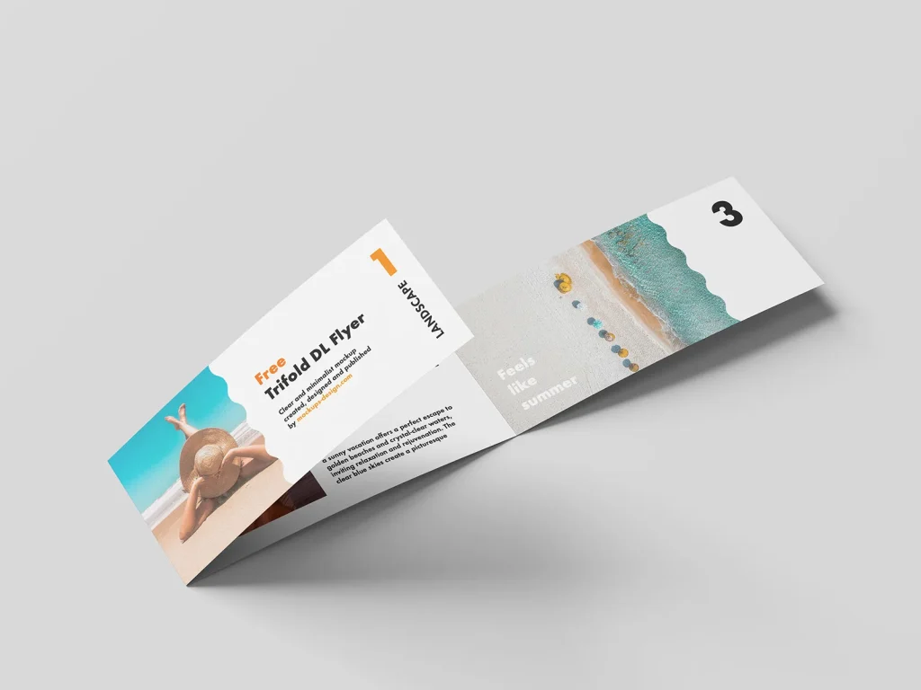 Free landscape trifold DL flyer mockup Free landscape trifold DL flyer mockup