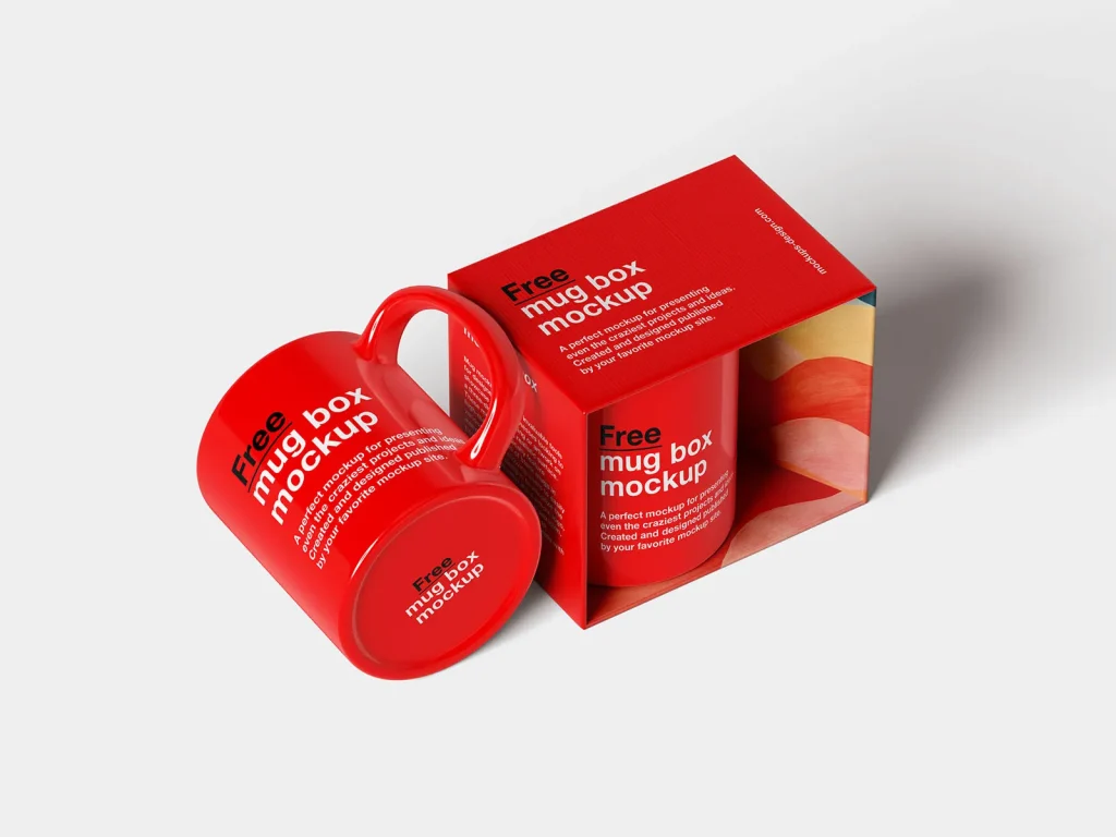 Mug in the box mockup Mug in the box mockup