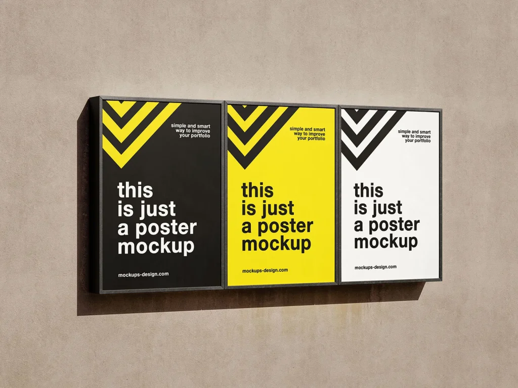 Poster frames on the wall mockup