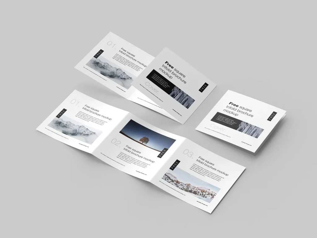 Free square trifold flyer mockup Free square trifold flyer mockup