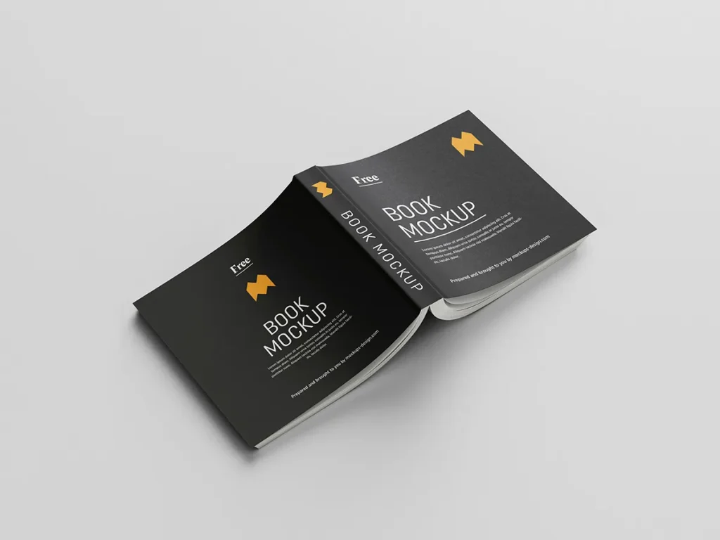 Free square book mockup