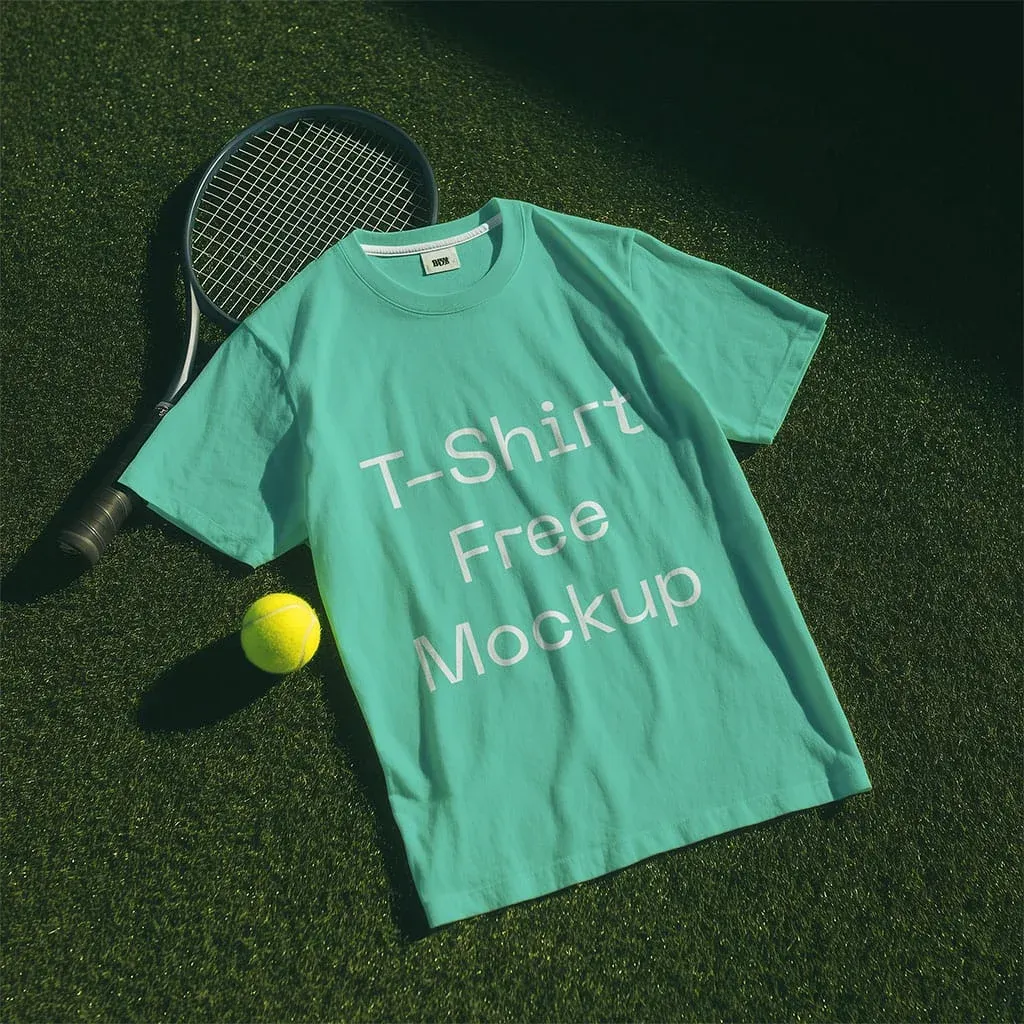T-shirt lies on a tennis court