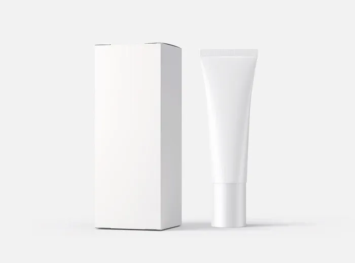 Free Box and Tube Packaging Mockup on White Background