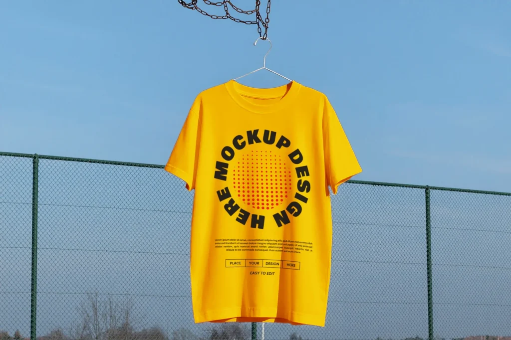 Outdoor Hanging T-Shirt Mockup
