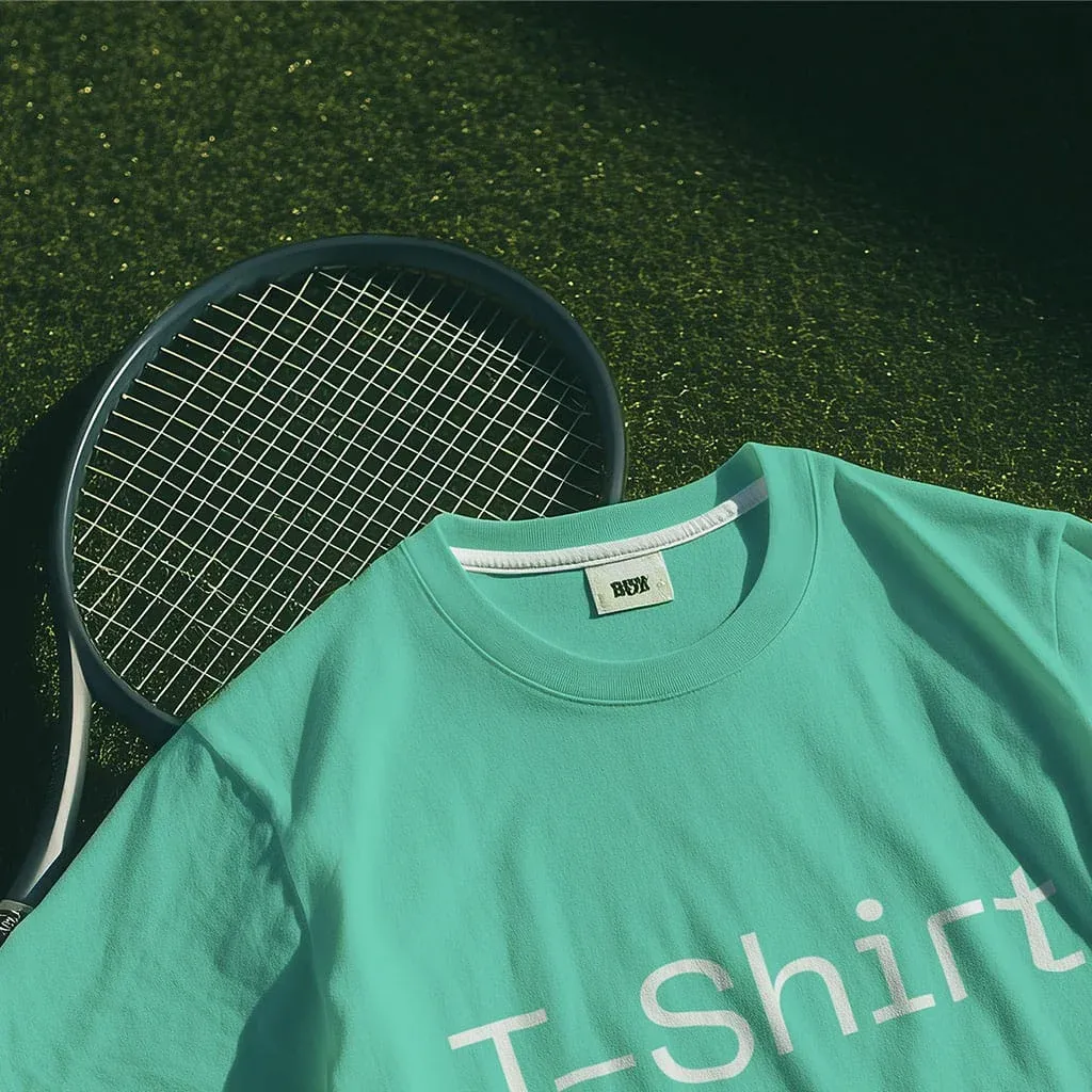 T-shirt lies on a tennis court