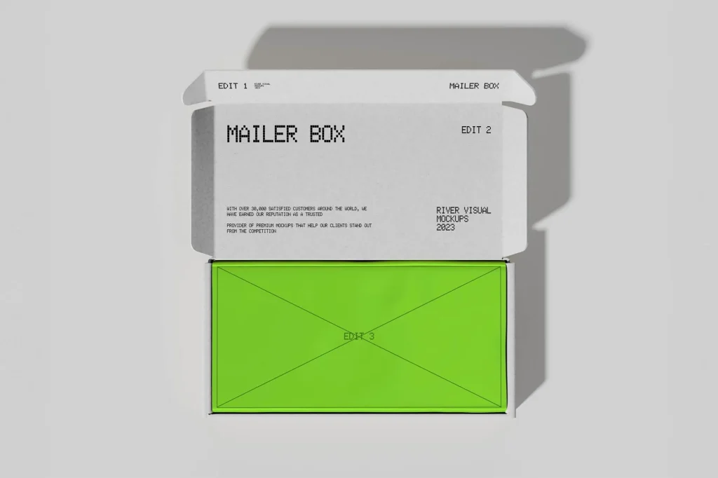 Top View Opened Mailer Box Mockup