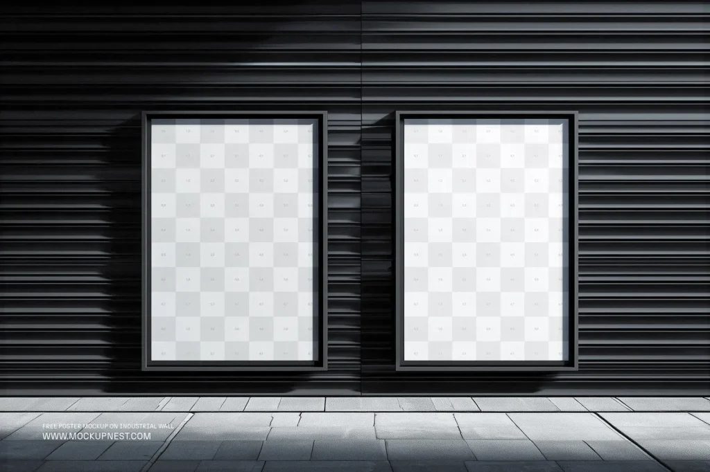 Free Poster Mockup On Industrial Wall