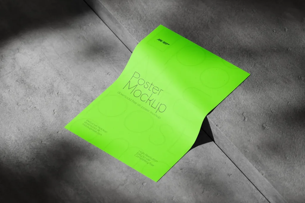 A4 Poster Mockup On Concrete