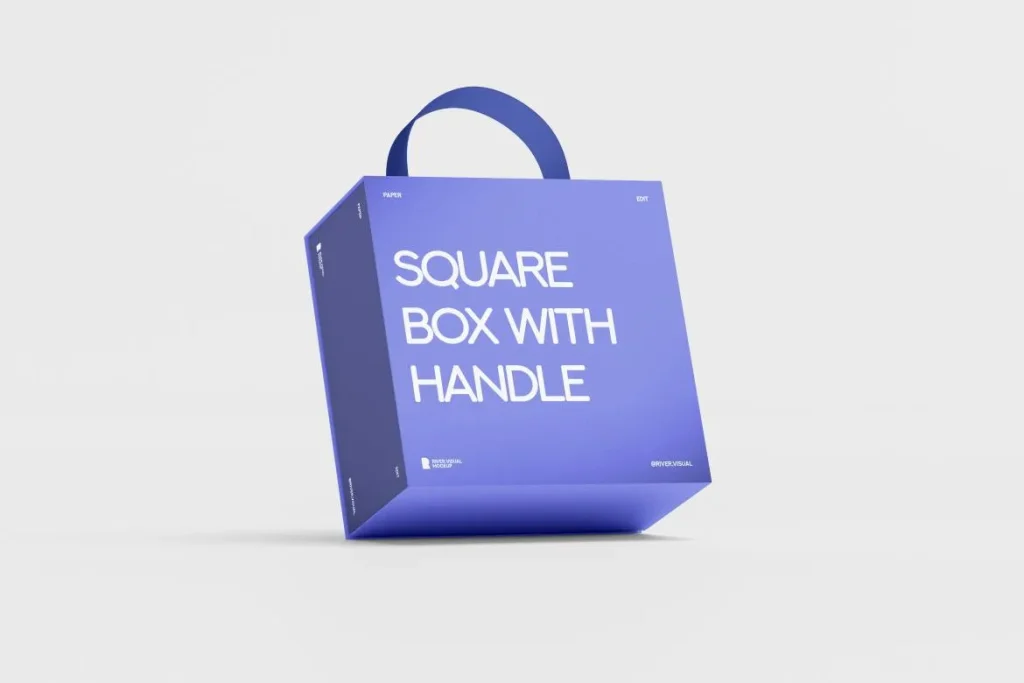 Square Box with Handle Mockup
