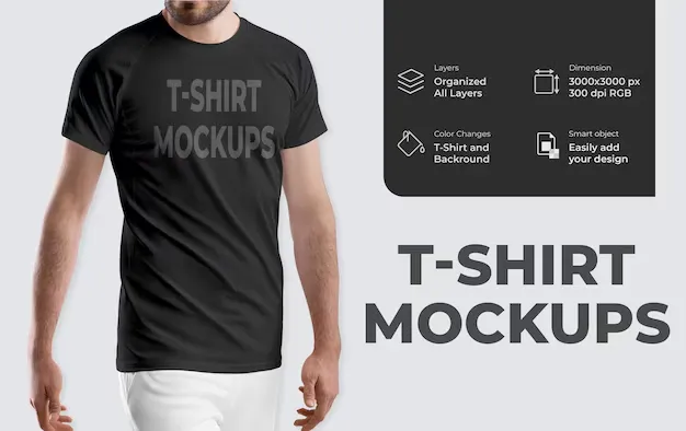 Front view realistic t-shirt mockup and 3d model tshirt mockups