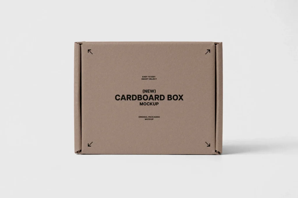 Closed Cardboard Box Mockup