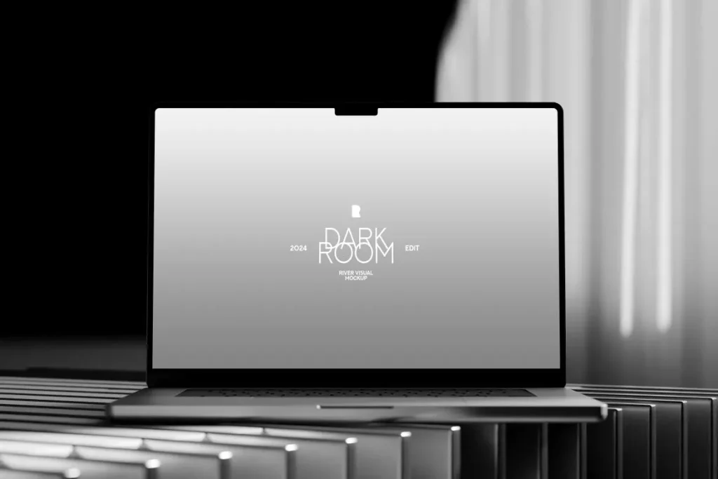 Dark Room Macbook Pro 16 Mockup