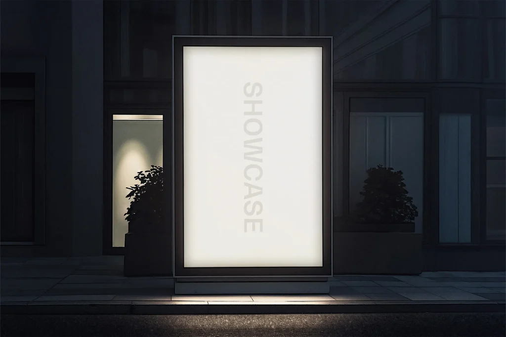 Lightbox Mockup At Night
