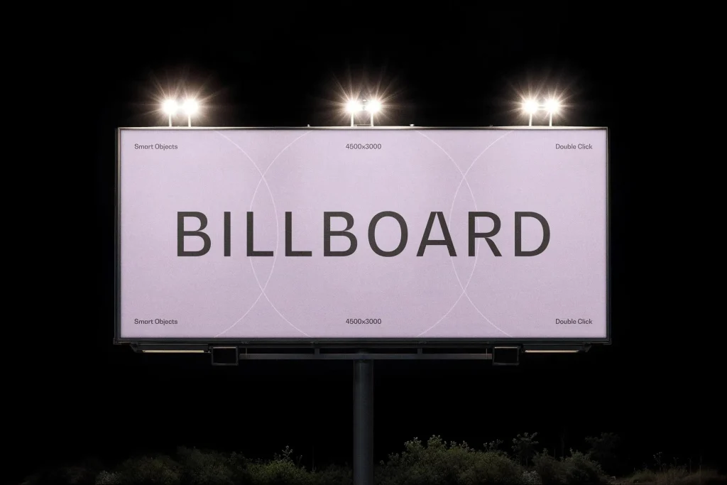 Night time Billboard Mockup Nighttime Billboard Mockup