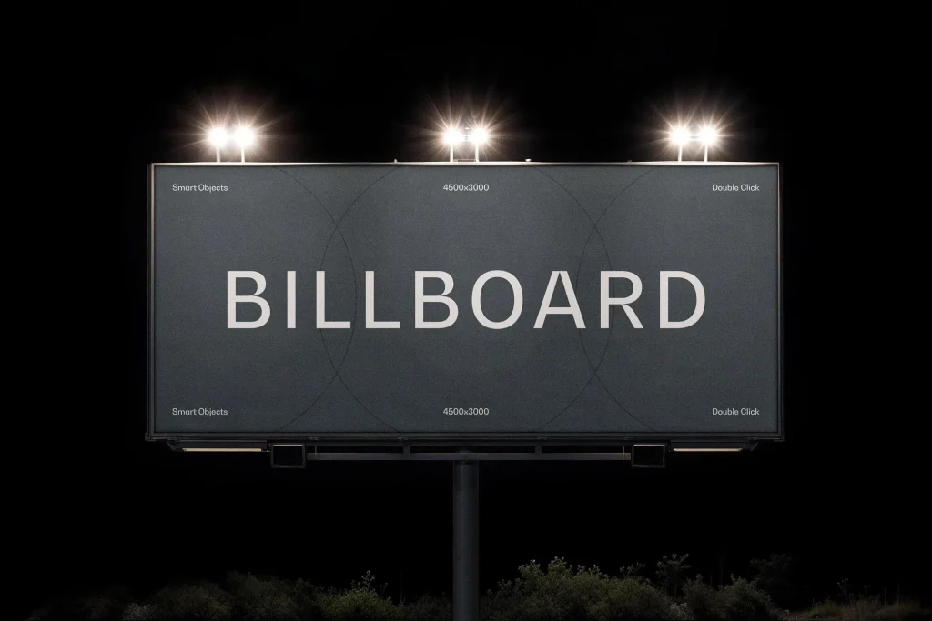 Night time Billboard Mockup Nighttime Billboard Mockup