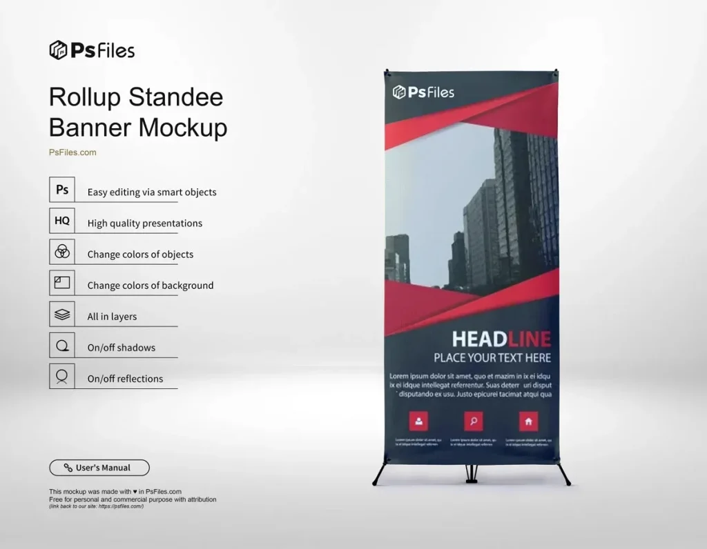 Free Roll Up X Standee Banner Mockup