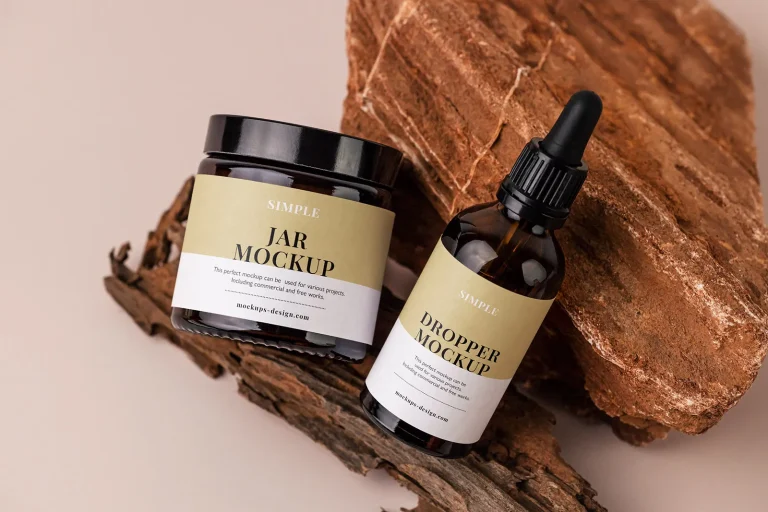 Homepage Amber jar and dropper mockup