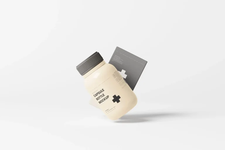 Homepage Capsule Bottle with Box Mockup