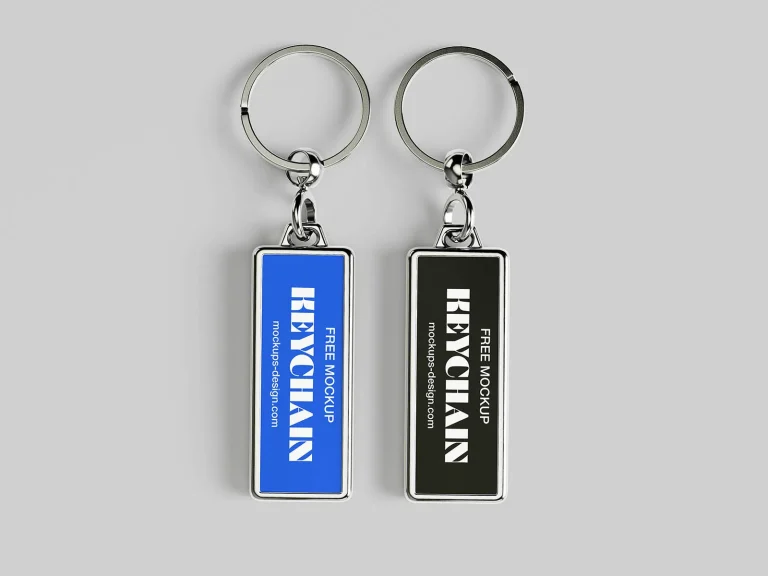 Homepage Metallic rectangle keychain mockup