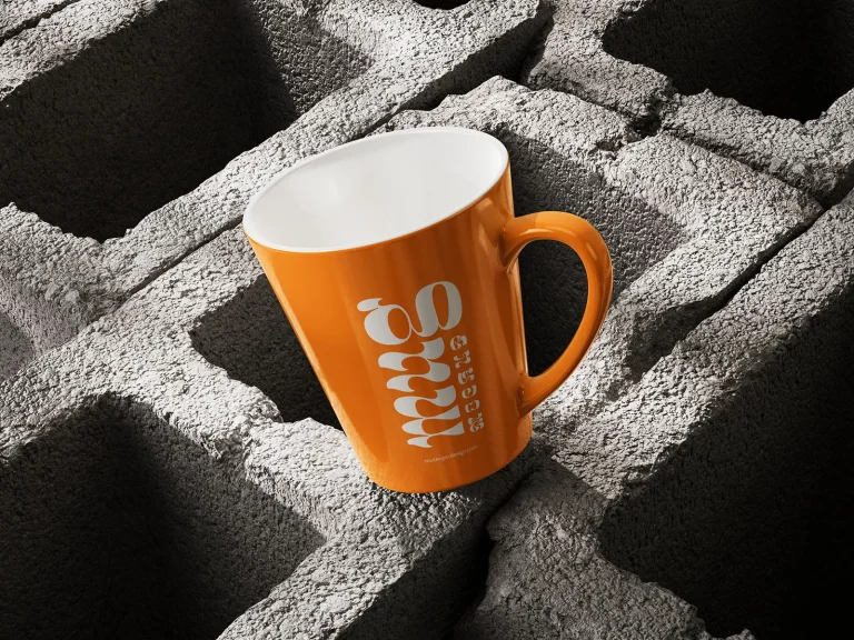 Homepage Mug on concrete brick mockup