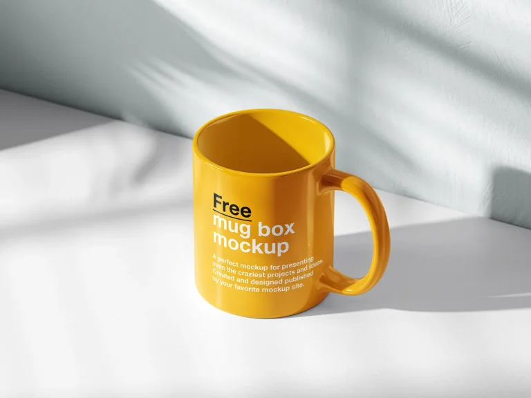 Homepage Mug on white shelf mockup