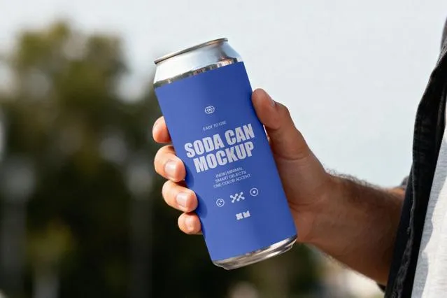 Homepage Soda Can Mockup in Hand
