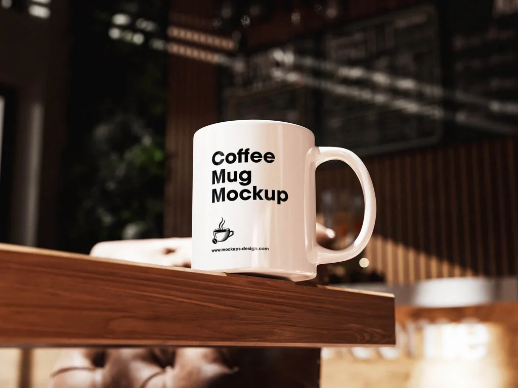 Warm café mug mockup